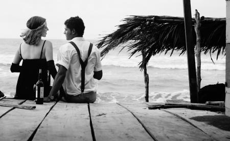 Rear View of People on Beach