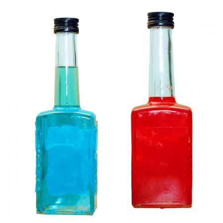 Red and blue bottles