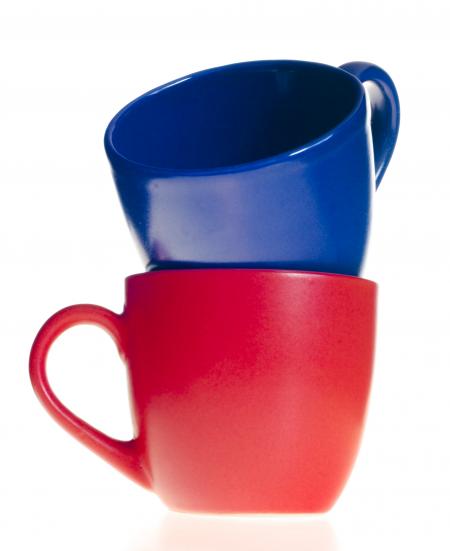 Red and blue cups