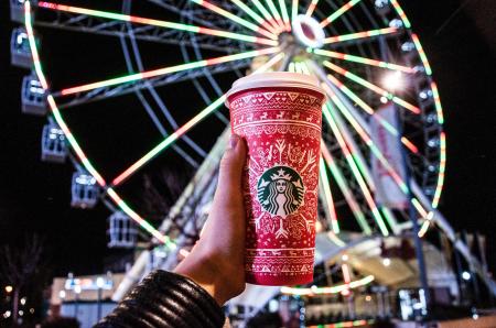 Red and White Starbucks Disposable Cup