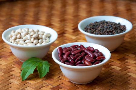 Red beans, white beans and lentils