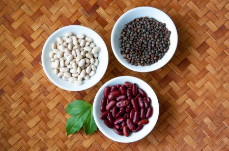 Red beans, white beans and lentils