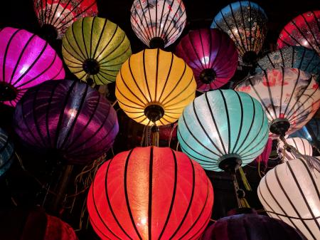 Red, Blue, Yellow, and White Sky Lantern Lot