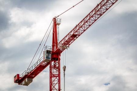 Red construction crane