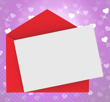 Red Envelope With Note card Shows Romance And Love