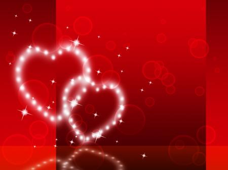 Red Hearts Background Shows Fondness Special And Sparkling