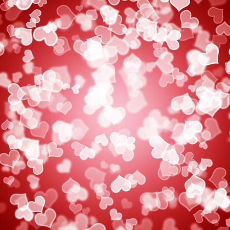 Red Hearts Bokeh Background Showing Love Romance And Valentines