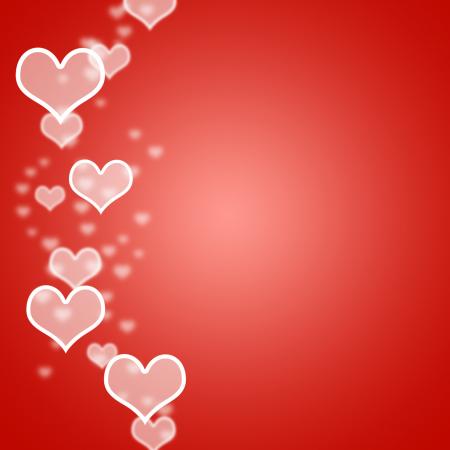 Red Hearts Bokeh Background With Blank Copyspace Showing Love And Roma