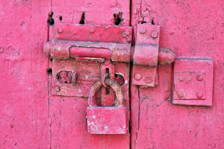 Red Metal Padlock