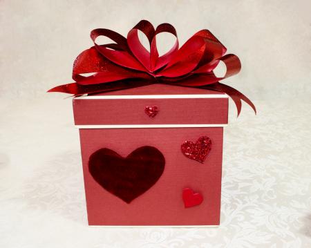 Red ribbon bow on a gift box