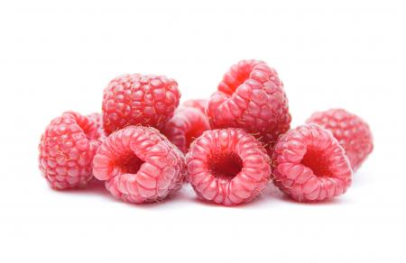 Red ripe raspberries
