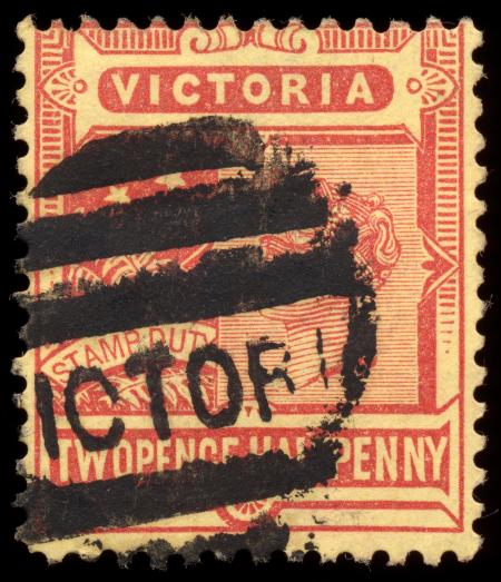 Red-Yellow Queen Victoria Stamp