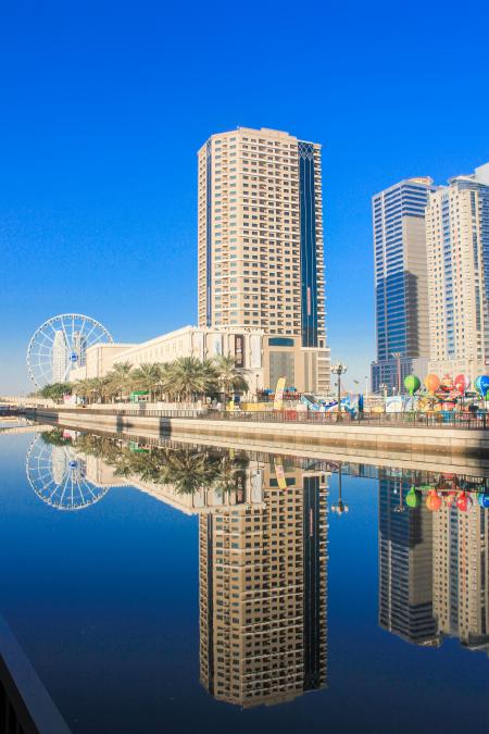 Reflection of Buildings in City