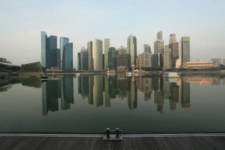 Reflection of Skyscrapers in City