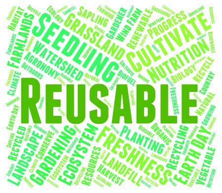 Reusable Word Represents Go Green And Recyclable