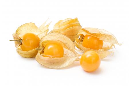 Ripe physalis isolated on white