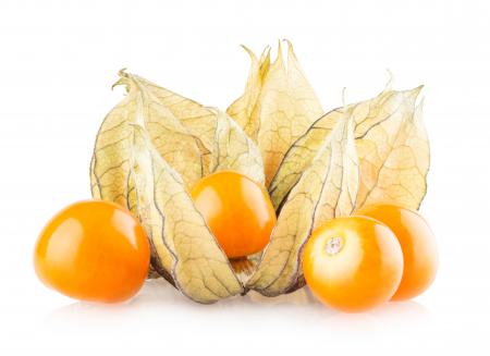 Ripe physalis isolated on white
