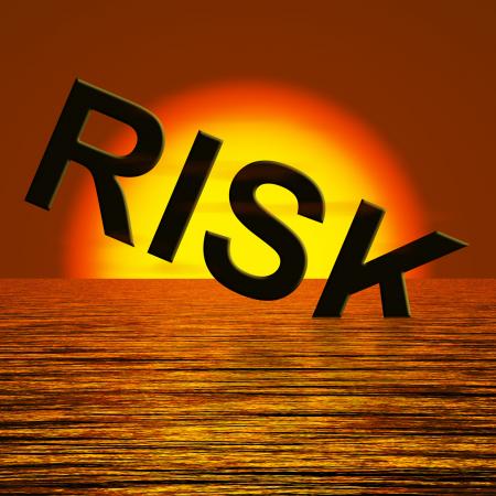 Risk Word Sinking In The Sea Showing Uncertainty