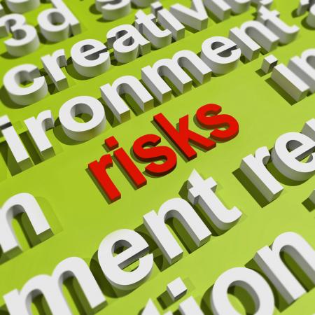 Risks In Word Cloud Shows Investment Risks And Economy Crisis