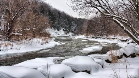 River at Snowy Day Photo