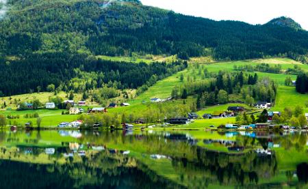 River Near Green Grass Field