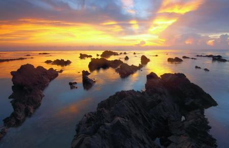 Rock Formation by Seat during Sunset