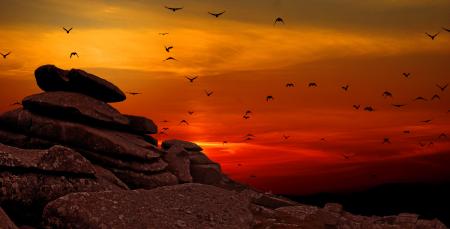 Rock Formation With Sunset Photo