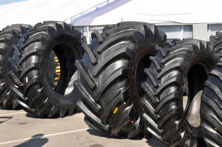 Row of tractor tyres