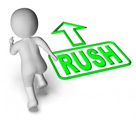 Rush And Running 3D Character Shows Urgent Hurry Priority