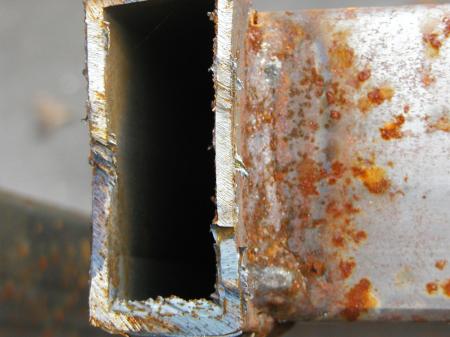 Rusted metal bar closeup