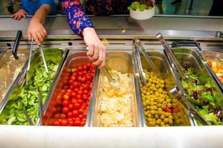 Salad bar with vegetables