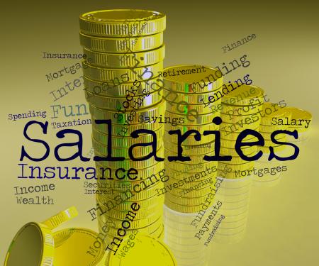 Salaries Word Indicates Income Money And Pay