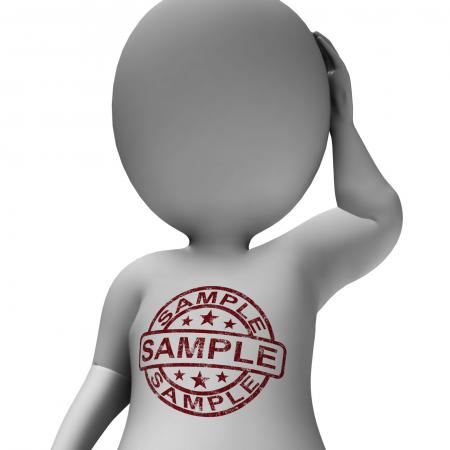 Sample Stamp On Man Shows Example Or Taste