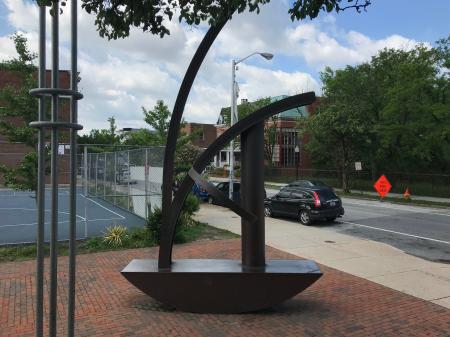 Samurai Rocker (1979; Richard D. Gottlieb, sculptor), Margaret Brent Elementary/Middle School (School No. 53), 100 E. 26th Street, Baltimore, MD 21218