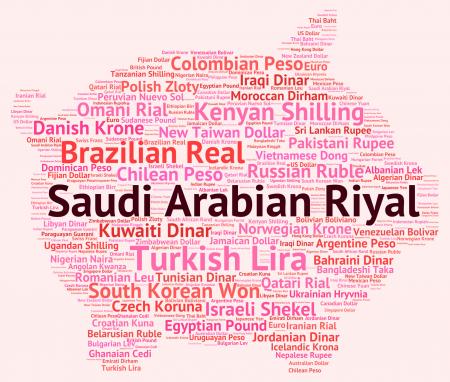 Saudi Arabian Riyal Shows Foreign Currency And Coin