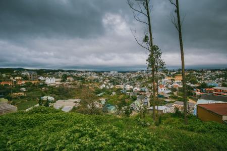 Scenic View of City Under Cloudy Sky