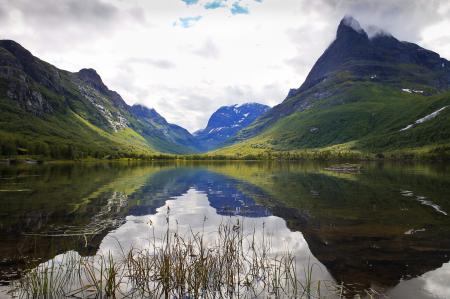 Scenic View of Lake Against Cloudy Sky