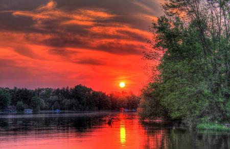 Scenic View of Lake during Sunset