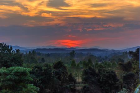 Scenic View of Mountains During Sunset