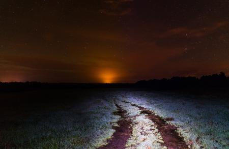 Scenic View of Open Field During Night Time