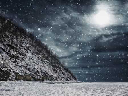 Scenic View of Snow Covered Landscape Against Sky