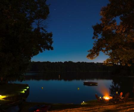 Sea Body of Water Near Trees during Nighttime