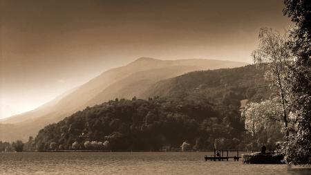 Sea-dock Surrounded by Trees and Mountain