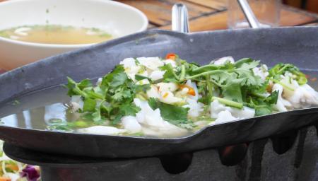 Seafood Served Over Flame