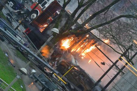 Seattle Colony Fire on Hamilton Street for #yvrshoots Colony TV Series shoot