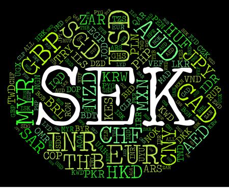 Sek Currency Indicates Worldwide Trading And Banknote