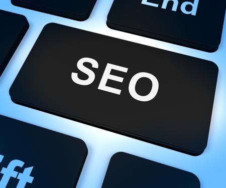 SEO Computer Key Showing Internet Marketing And Optimization