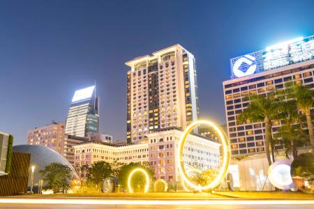 Several Lighted High-rise Buildings