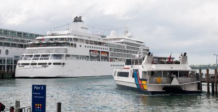 Ships at Pier 3 in Auckland harbour