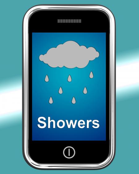 Showers On Phone Means Rain Rainy Weather